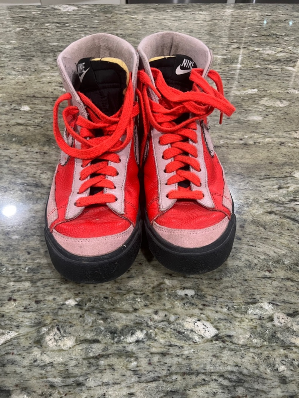 Nike Red/Orange and Pink Mid-Top Sneakers with Black Sole Size 40